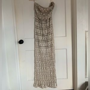 Long gold strapless dress- size M